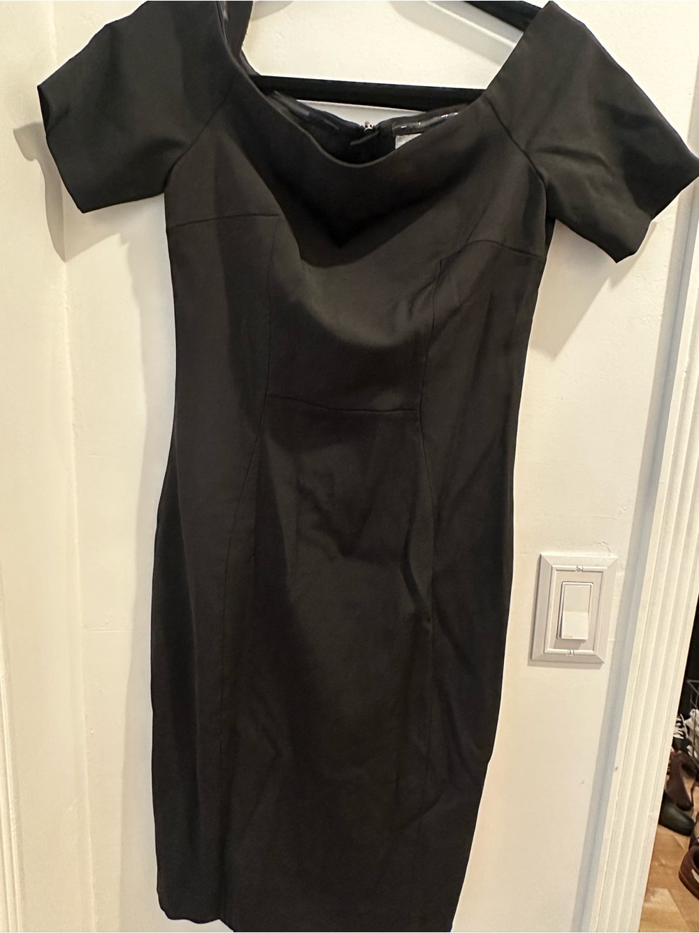 H&M Black Off-Shoulder Midi Dress with Short Sleeves